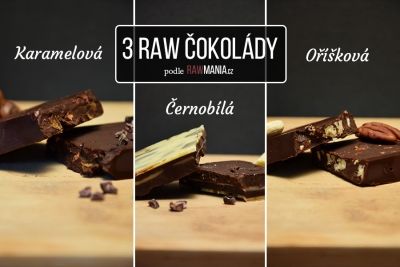 Raw čokol&aacute;da a tři druhy &scaron;těst&iacute;